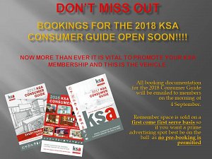 Bookings for the 2018 KSA Consumer Guide open soon.